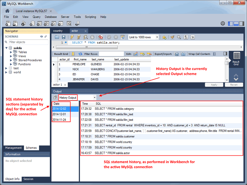 SQL Editor: History Output